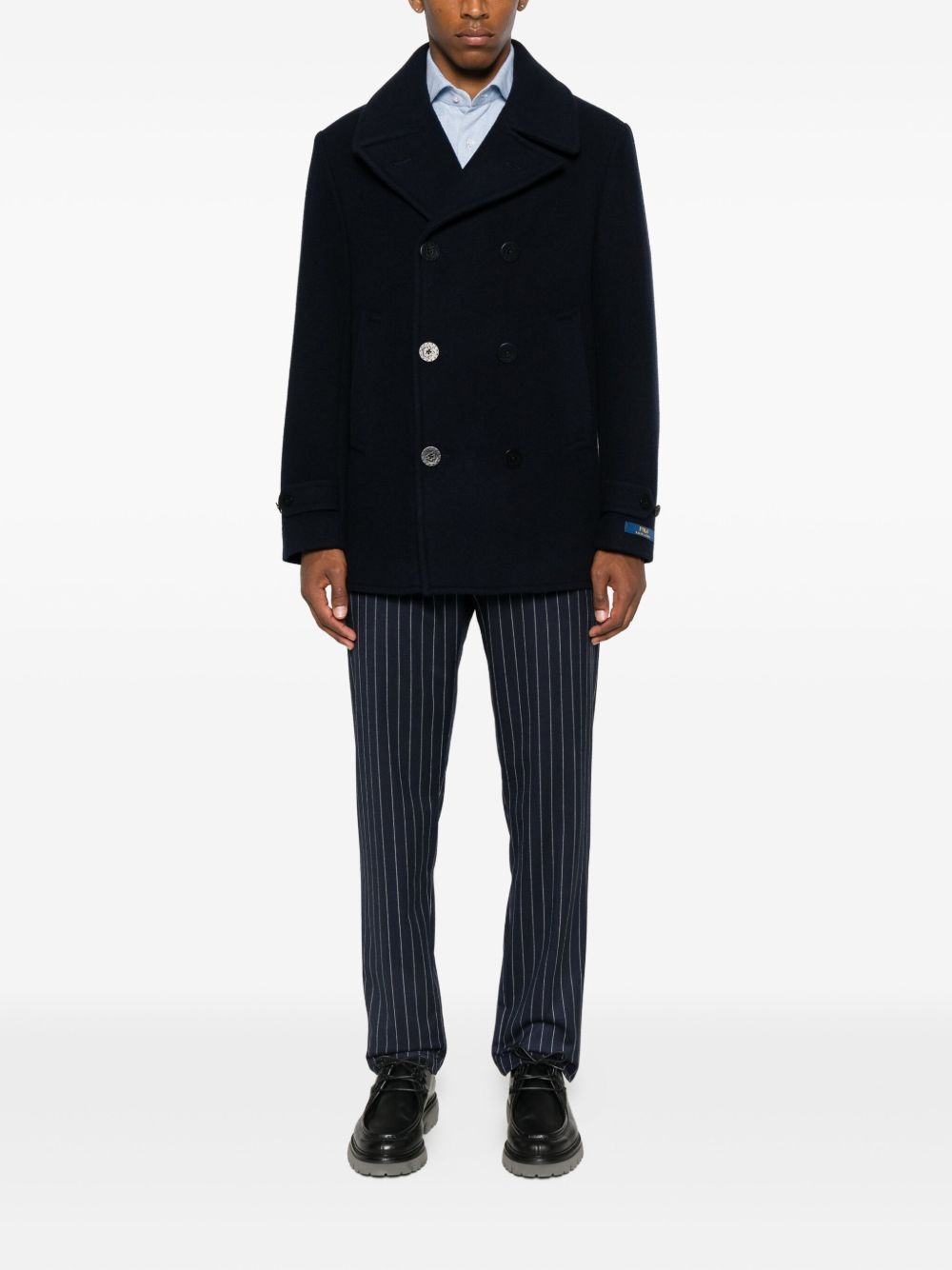 POLO RALPH LAUREN - Caban croisé en laine mélangée Bleu marine