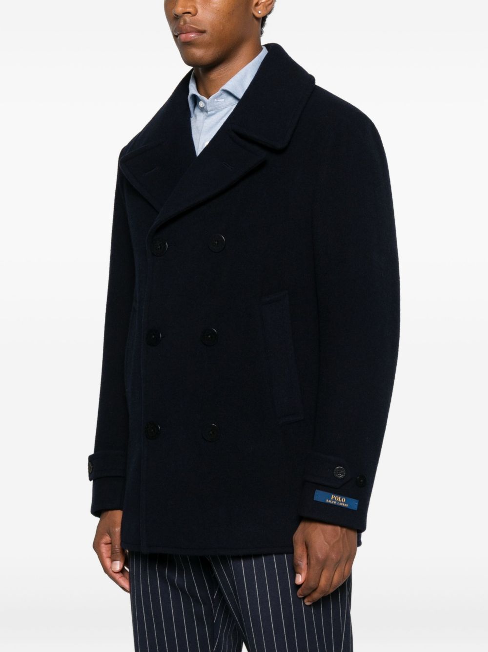 POLO RALPH LAUREN - Caban croisé en laine mélangée Bleu marine