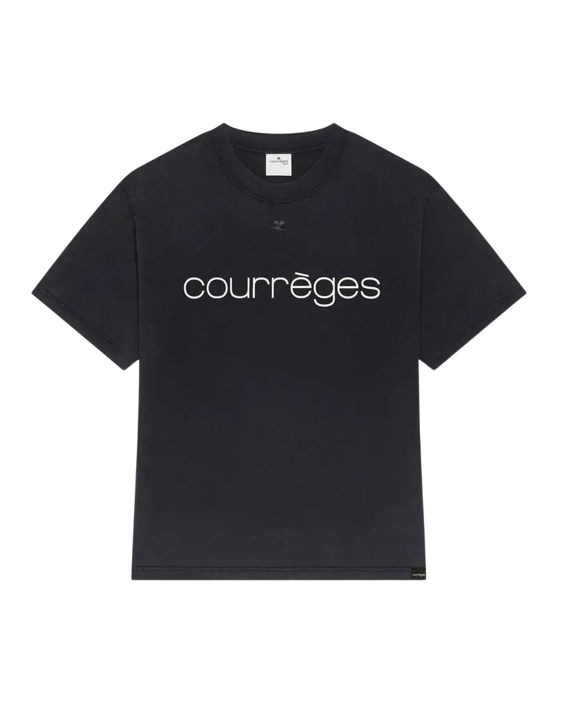 COURREGES - T-shirt Stonewash Imprimé Noir
