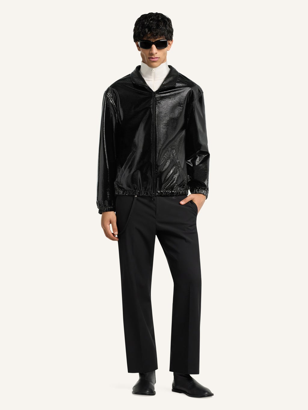 COURRÈGES – Veste tracksuit en vinyle Noir