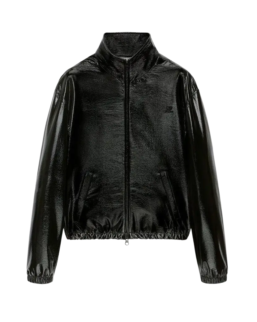 COURRÈGES – Veste tracksuit en vinyle Noir