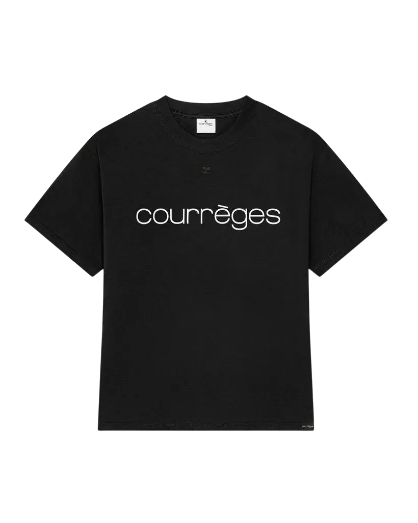 COURRÈGES – T-shirt oversize imprimé Noir / Blanc Héritage