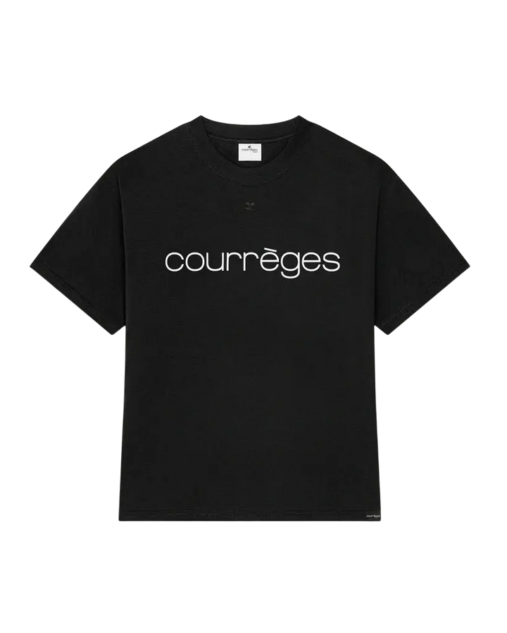 COURRÈGES – T-shirt oversize imprimé Noir / Blanc Héritage