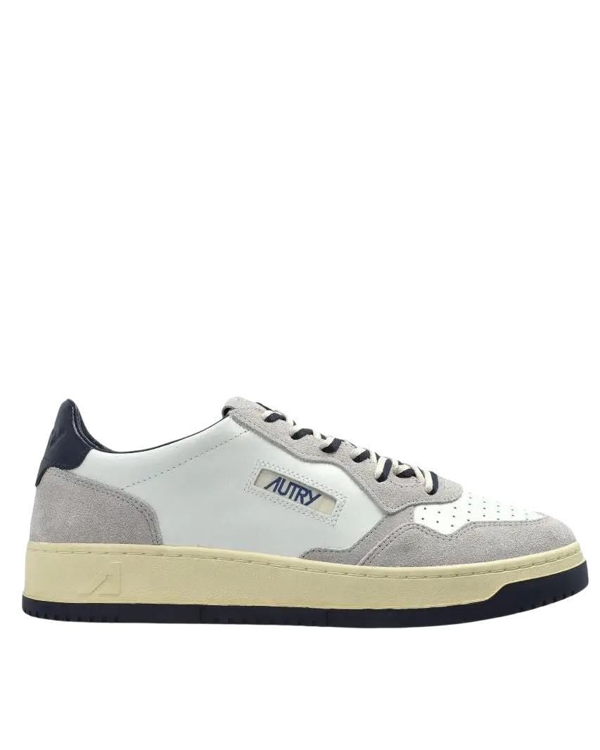 AUTRY - Sneakers Medalist Low en cuir et suède Blanc / Gris