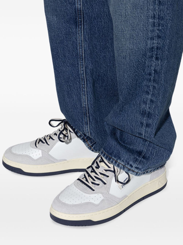 AUTRY - Sneakers Medalist Low en cuir et suède Blanc / Gris