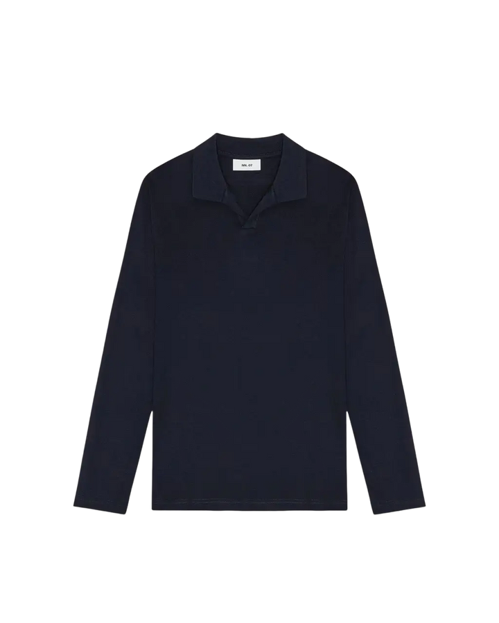 NN.07 - Polo Paul à col ouvert en coton biologique Bleu marine