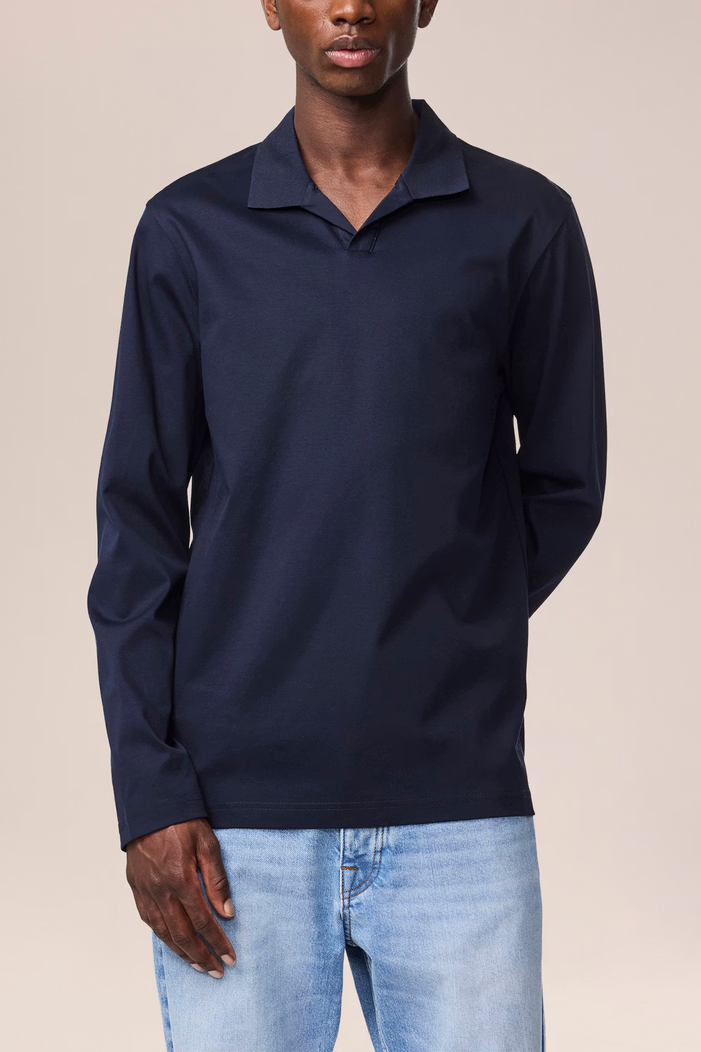 NN.07 - Polo Paul à col ouvert en coton biologique Bleu marine
