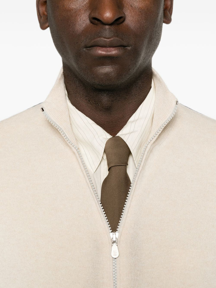 BRUNELLO CUCINELLI - Gilet zippé en cachemire Beige crème
