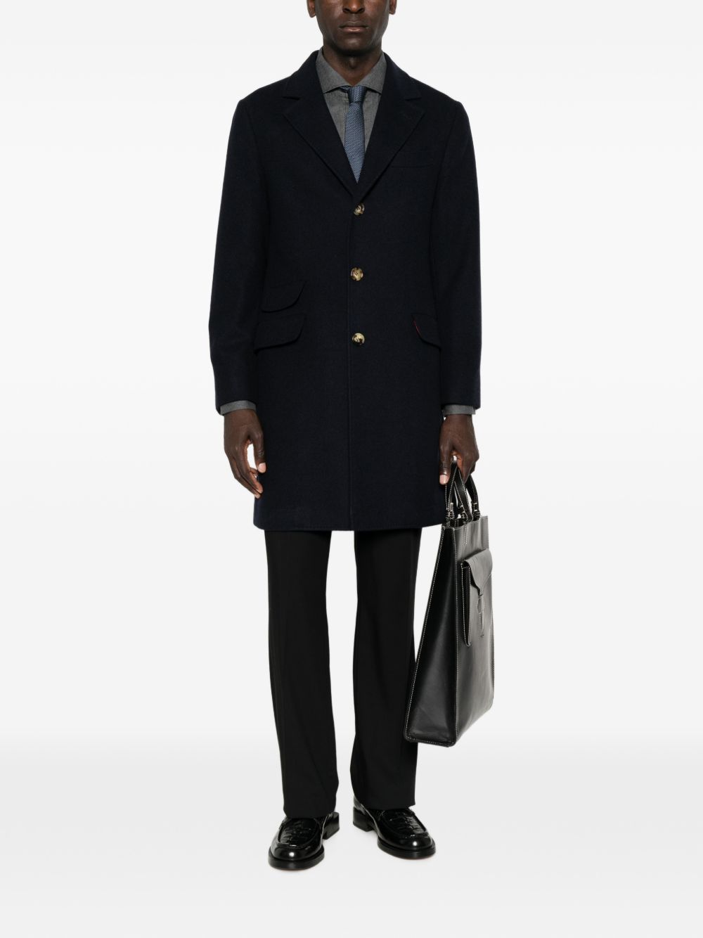 BRUNELLO CUCINELLI - Manteau droit en cachemire Bleu