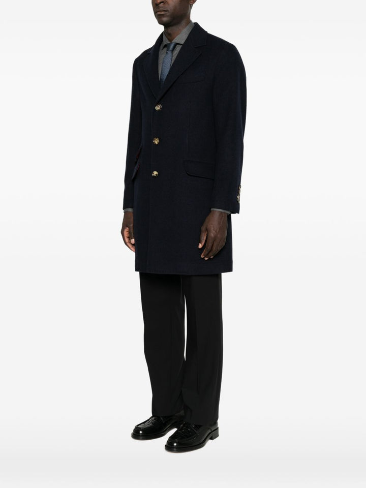 BRUNELLO CUCINELLI - Manteau droit en cachemire Bleu