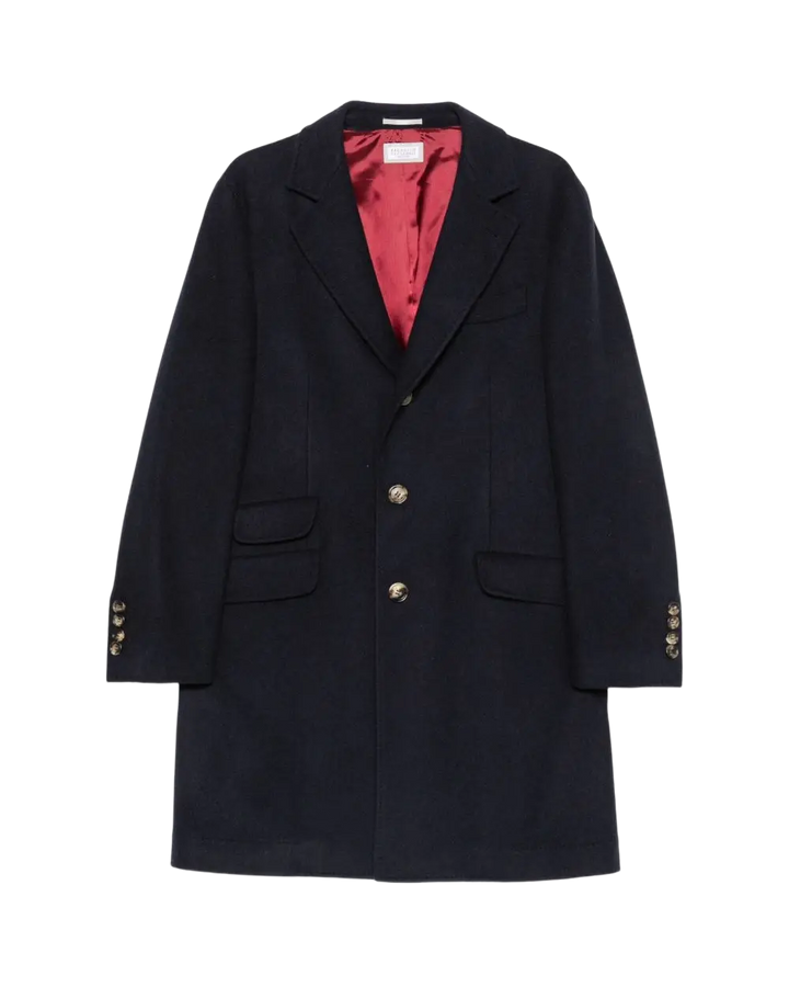 BRUNELLO CUCINELLI - Manteau droit en cachemire Bleu