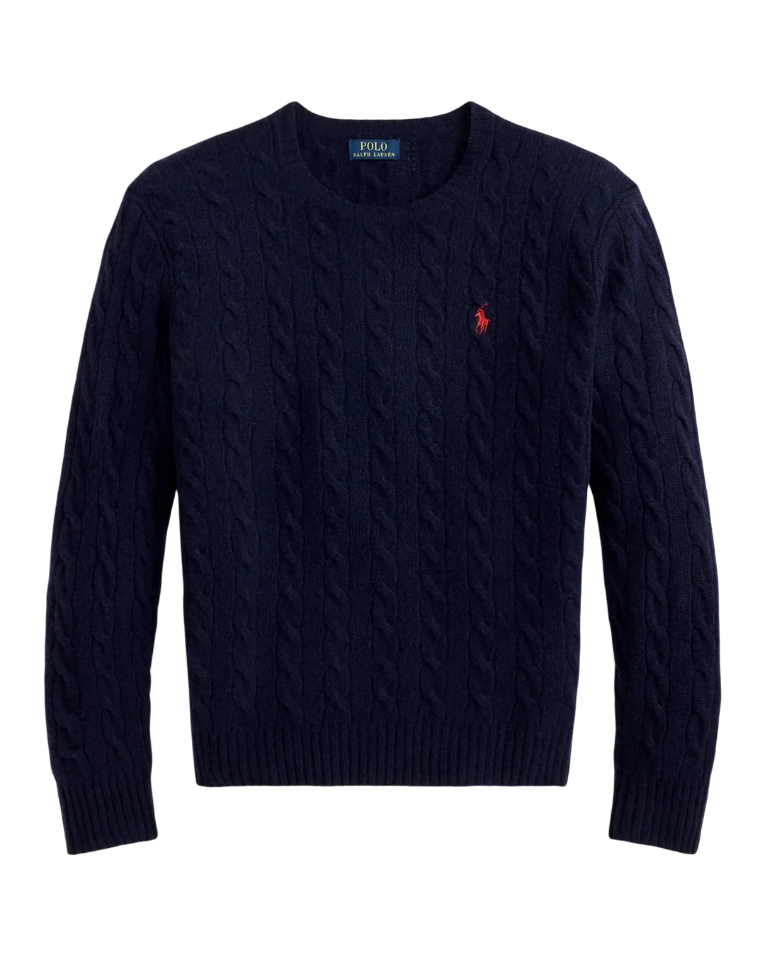 POLO RALPH LAUREN - Pull torsadé en laine et cachemire Bleu marine