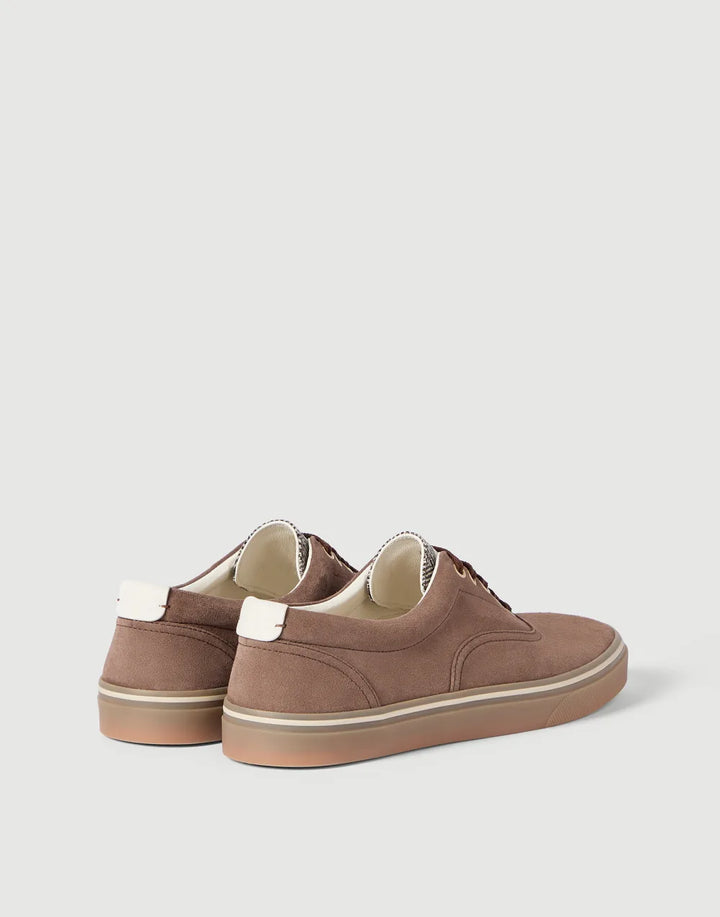 BRUNELLO CUCINELLI - Sneakers en Daim Marron Boue