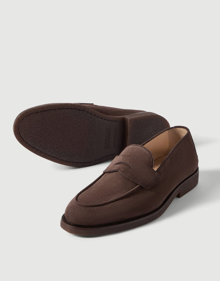 BRUNELLO CUCINELLI - Penny Loafers en Daim Moka