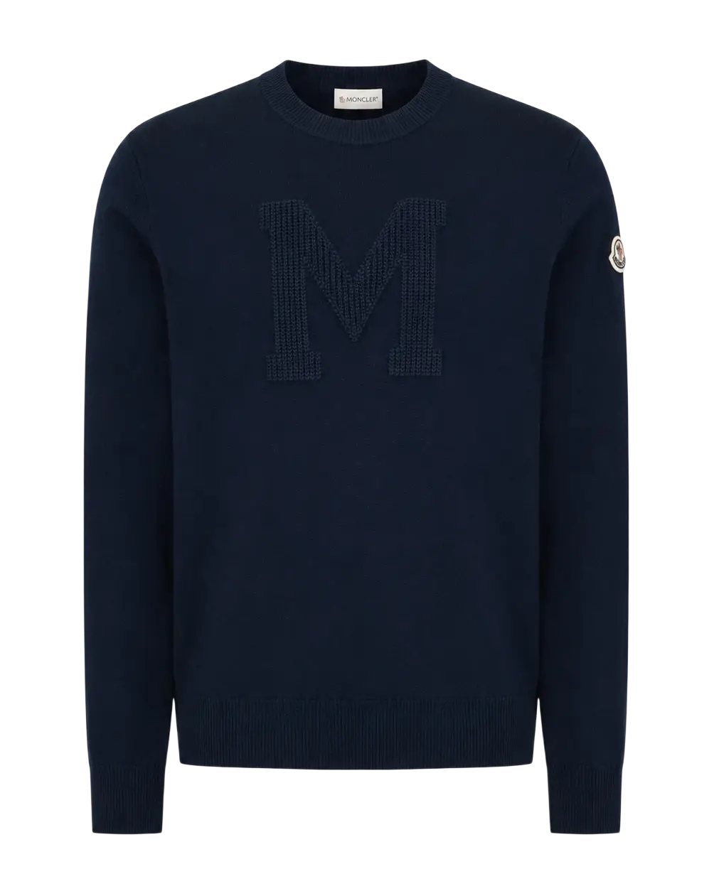 MONCLER – Pull à logo brodé Bleu