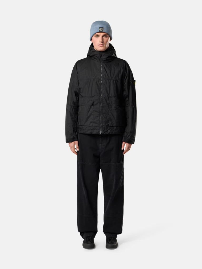 STONE ISLAND - Hooded jacket with water-resistant membrane Noir