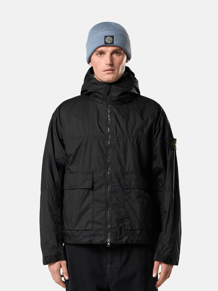 STONE ISLAND - Hooded jacket with water-resistant membrane Noir