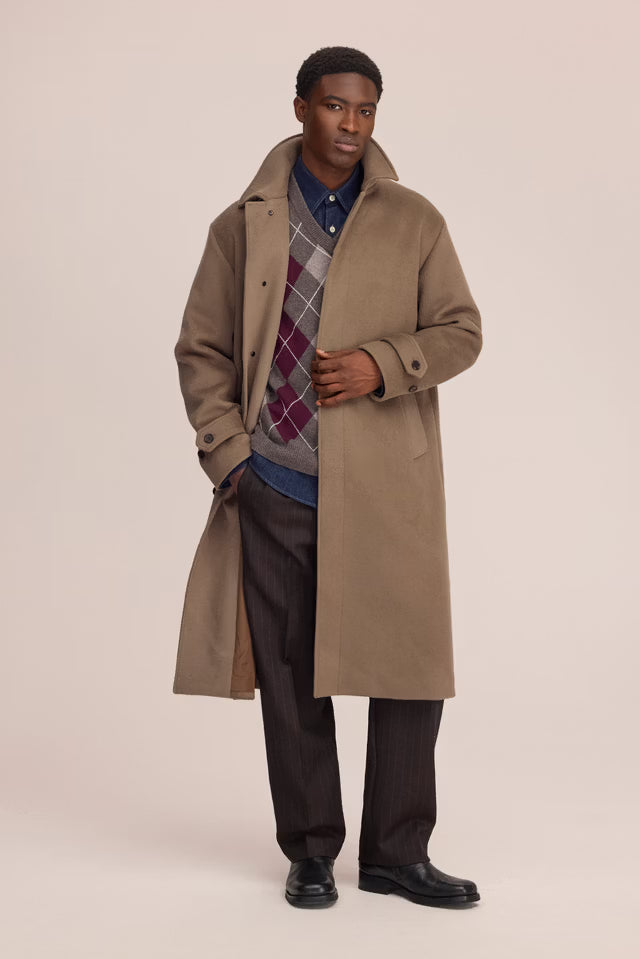 NN.07 - Manteau Gibson en Laine Mélangée Terre Cuite Marron