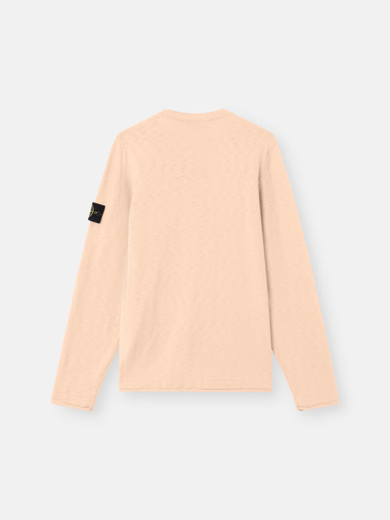 STONE ISLAND - Crewneck Jumper with Small Roll Finishes Rose pastel