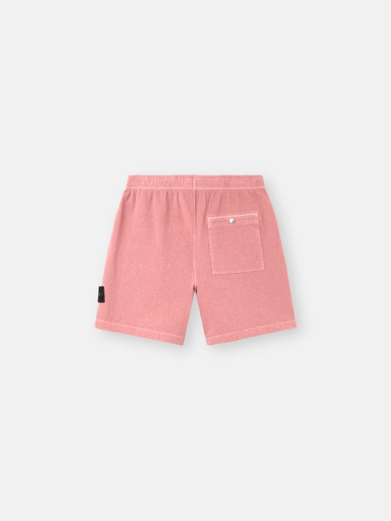 STONE ISLAND - Short de Jogging Ample en Molleton Malfilé Rose Laurier