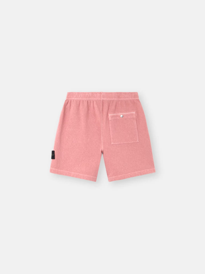 STONE ISLAND - Short de Jogging Ample en Molleton Malfilé Rose Laurier
