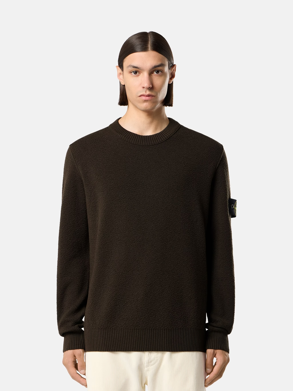STONE ISLAND - Pull ras-du-cou en laine RWS Gris charbon