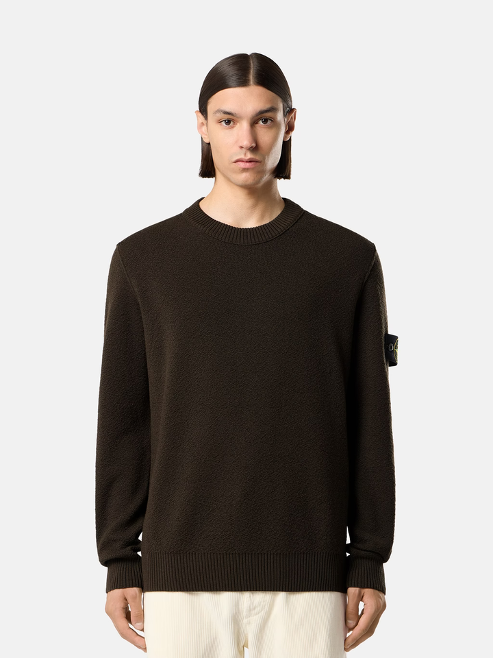 STONE ISLAND - Pull ras-du-cou en laine RWS Gris charbon