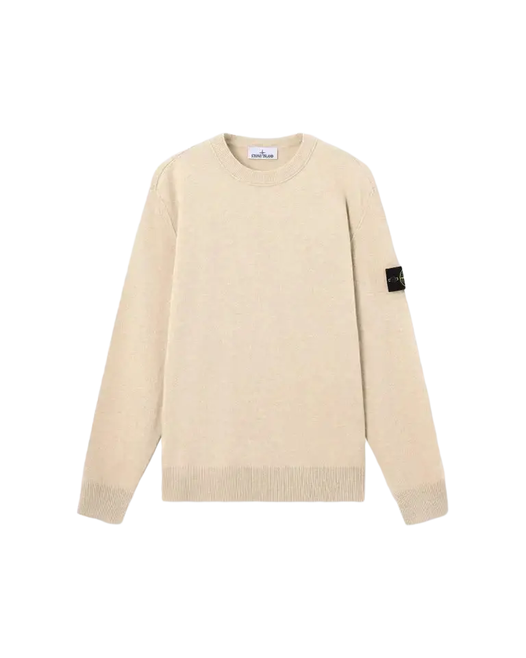 STONE ISLAND - Pull ample en laine Geelong légère Biscuit chiné