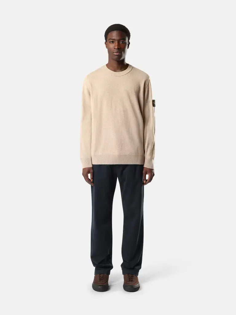 STONE ISLAND - Pull ample en laine Geelong légère Biscuit chiné