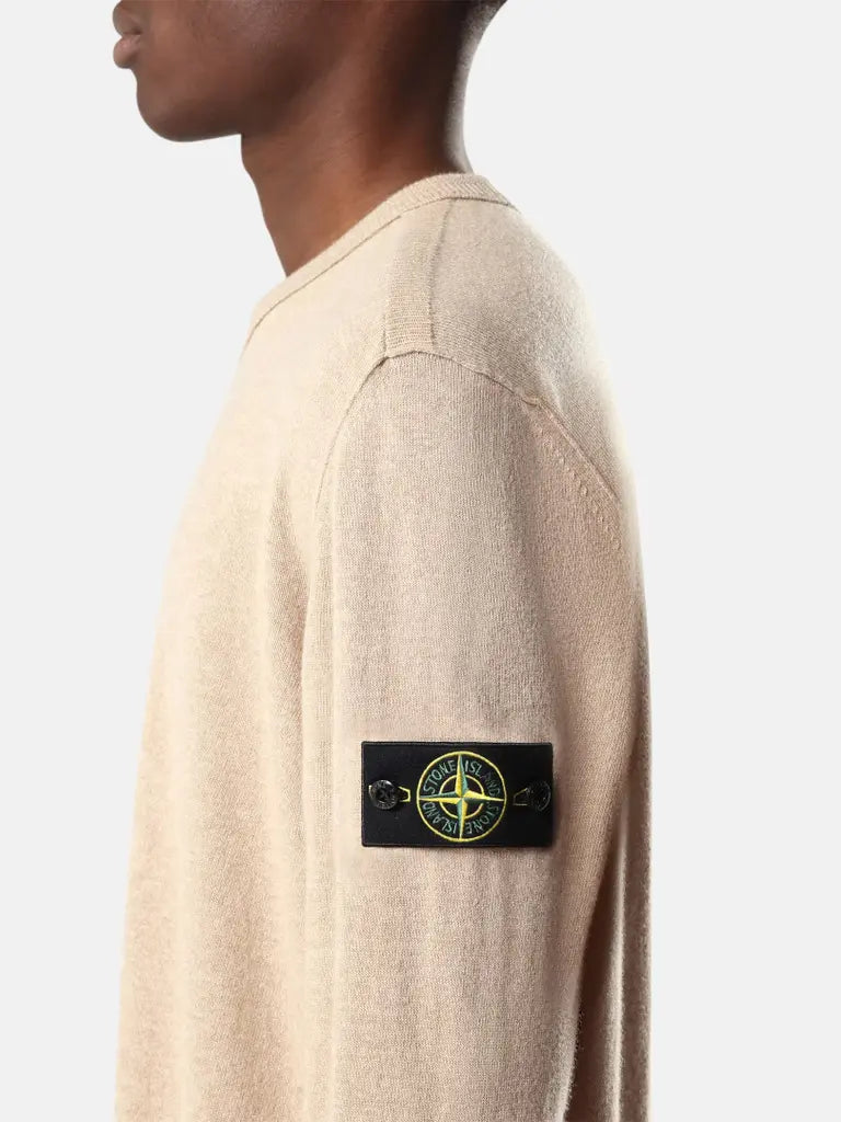 STONE ISLAND - Pull ample en laine Geelong légère Biscuit chiné