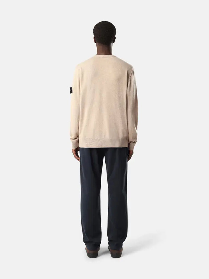 STONE ISLAND - Pull ample en laine Geelong légère Biscuit chiné
