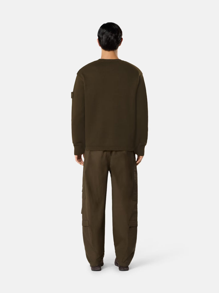 STONE ISLAND - Pull S.I. Ghost en Coton d’Hiver Vert Militaire