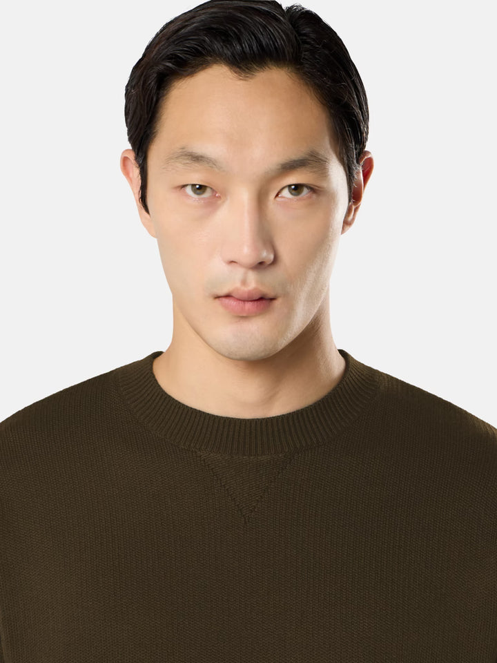 STONE ISLAND - Pull S.I. Ghost en Coton d’Hiver Vert Militaire
