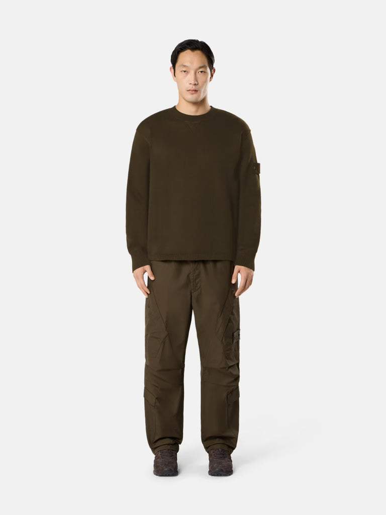 STONE ISLAND - Pull S.I. Ghost en Coton d’Hiver Vert Militaire