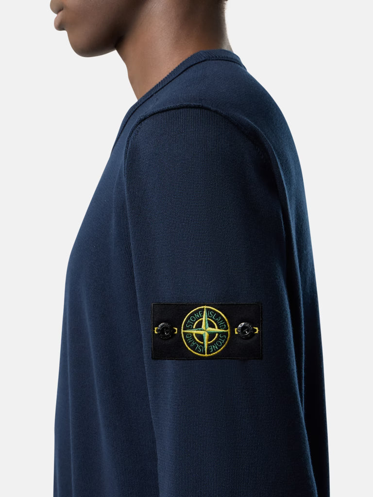 STONE ISLAND - Crewneck jumper with rolled edge seams Marine