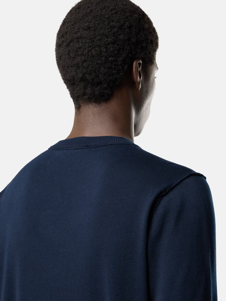 STONE ISLAND - Crewneck jumper with rolled edge seams Marine