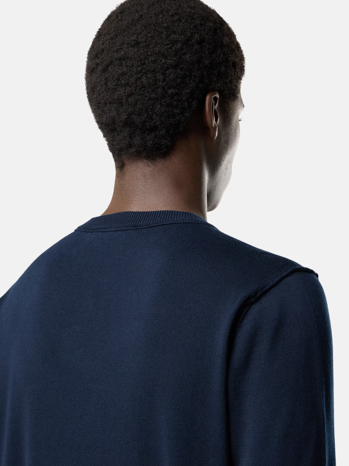 STONE ISLAND - Crewneck jumper with rolled edge seams Marine