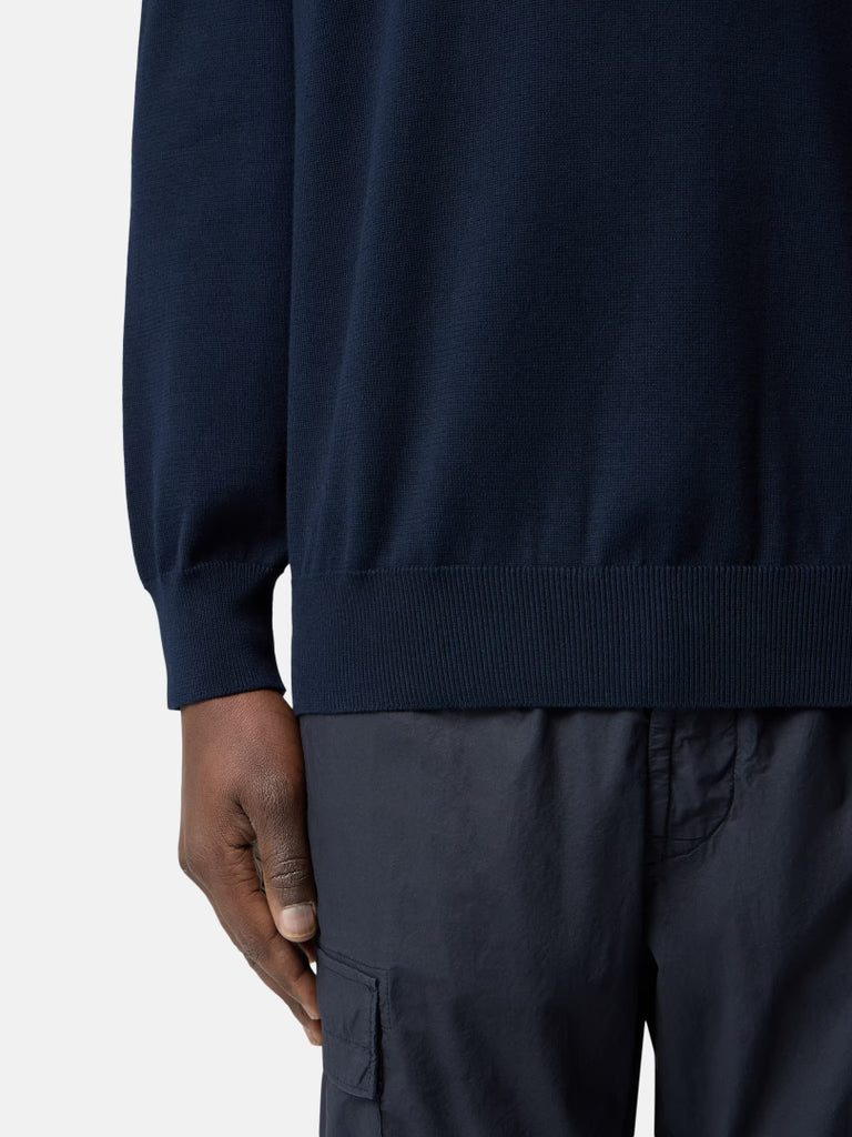 STONE ISLAND - Crewneck jumper with rolled edge seams Marine