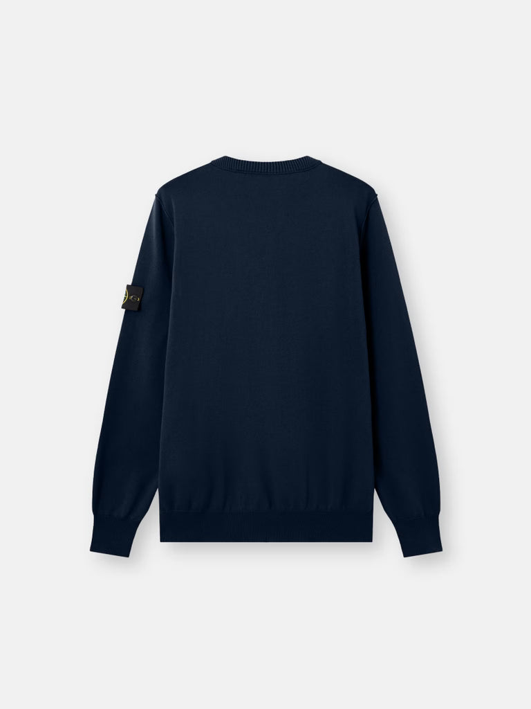 STONE ISLAND - Crewneck jumper with rolled edge seams Marine