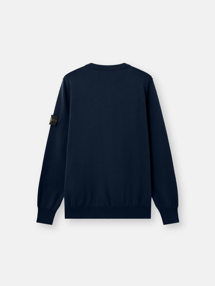 STONE ISLAND - Crewneck jumper with rolled edge seams Marine