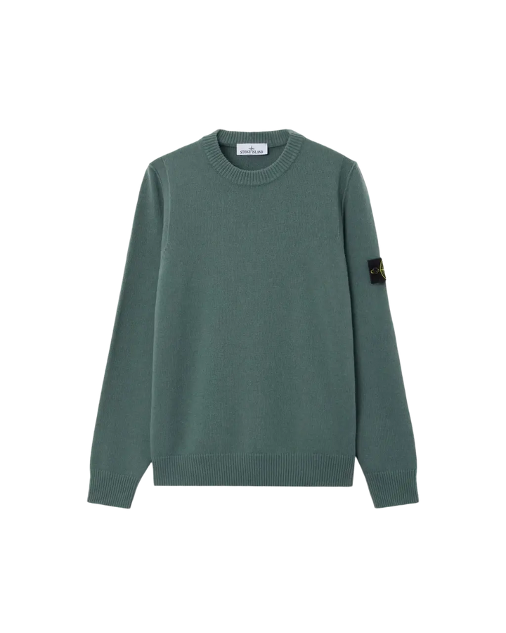 STONE ISLAND - Pull ras-du-cou en laine d’agneau Vert océan