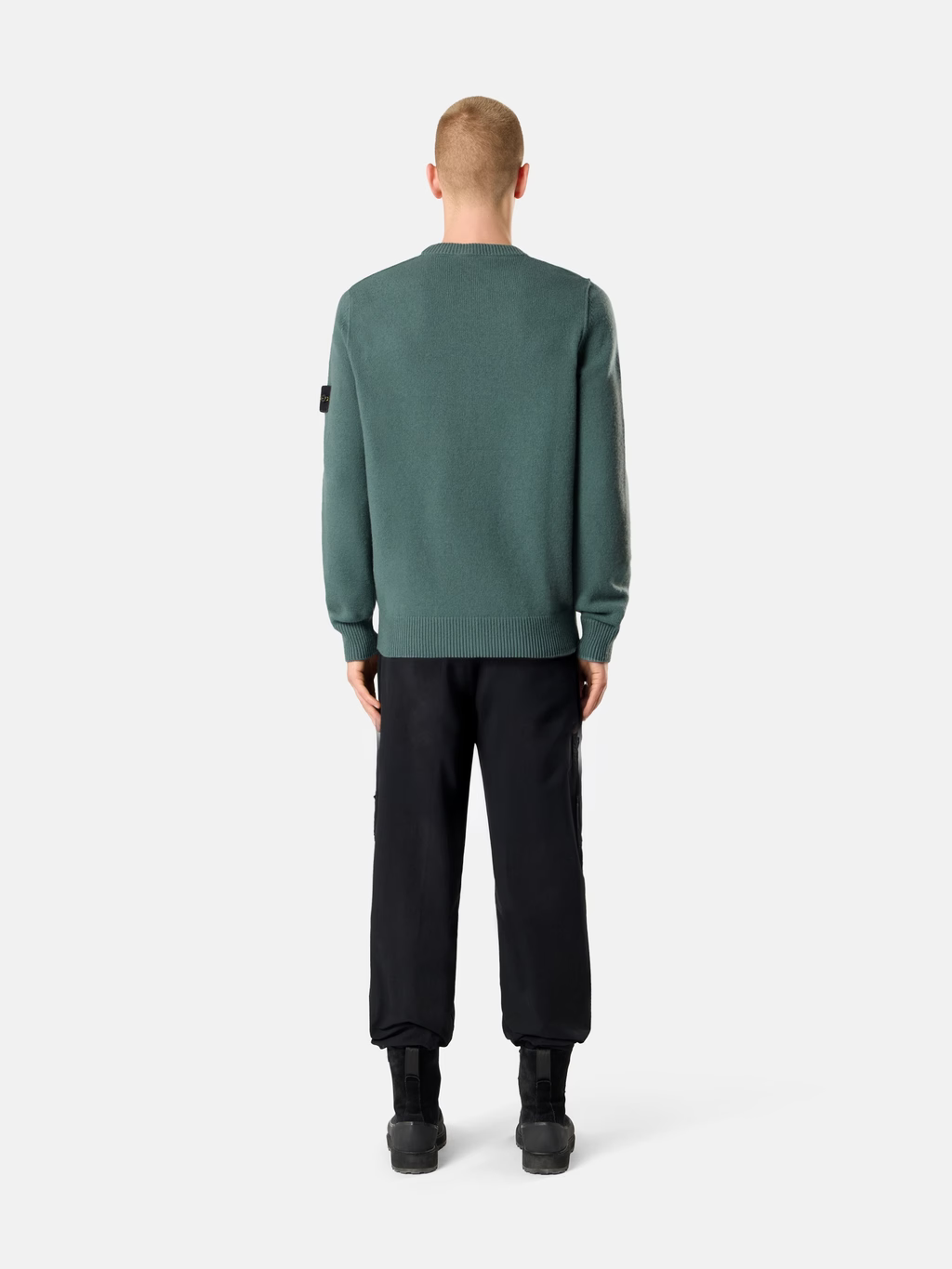 STONE ISLAND - Pull ras-du-cou en laine d’agneau Vert océan