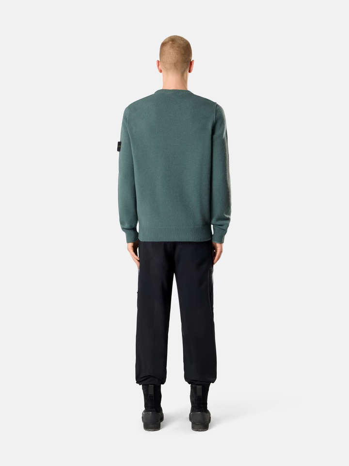 STONE ISLAND - Pull ras-du-cou en laine d’agneau Vert océan