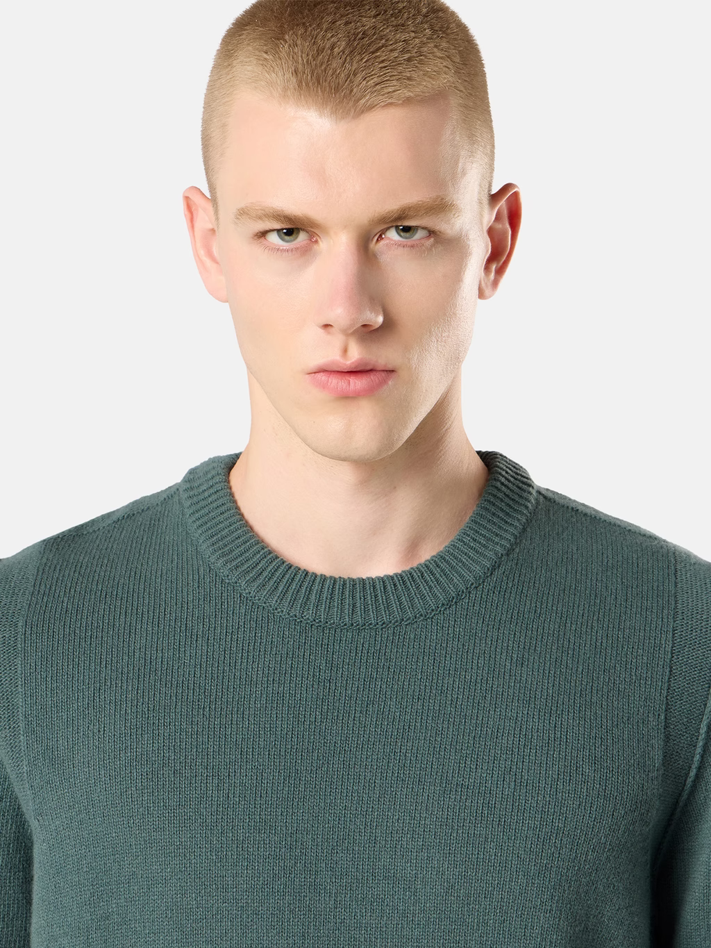 STONE ISLAND - Pull ras-du-cou en laine d’agneau Vert océan