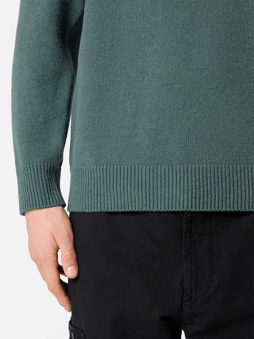 STONE ISLAND - Pull ras-du-cou en laine d’agneau Vert océan
