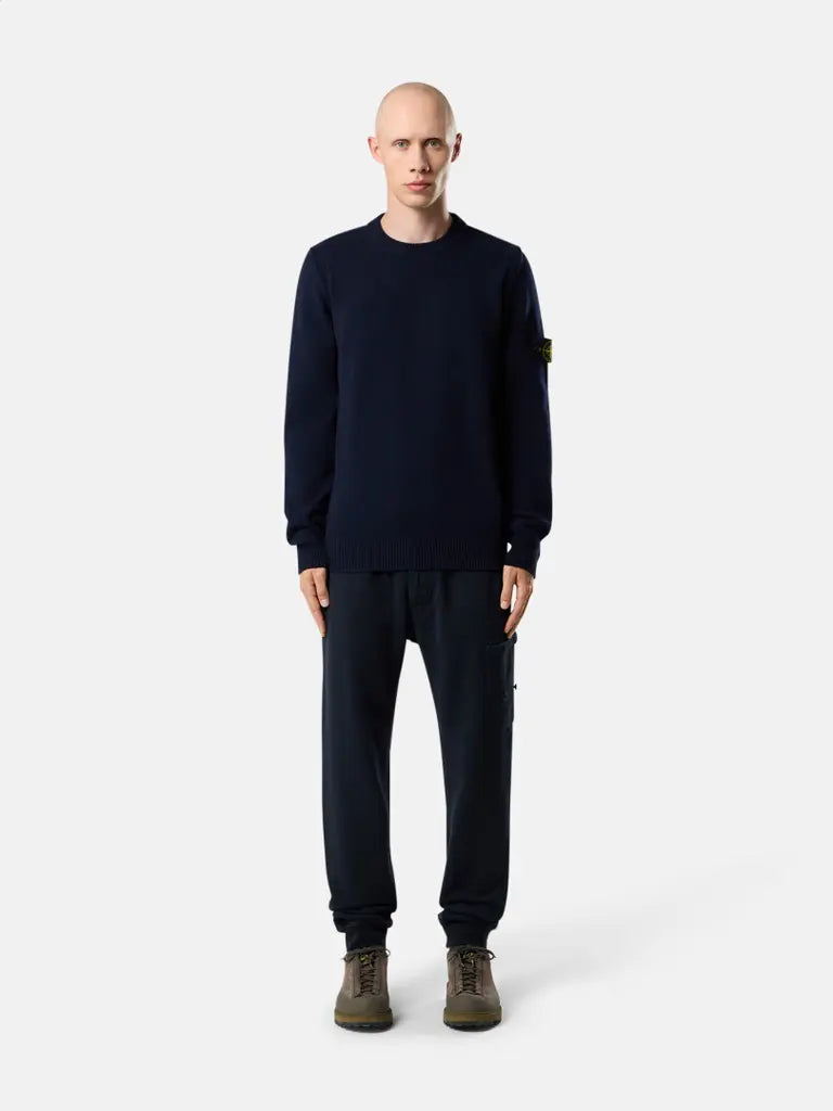 STONE ISLAND - Pull en Laine d'Agneau Bleu Marine