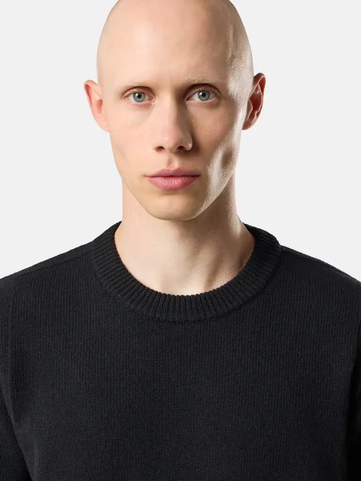STONE ISLAND - Pull Col Rond en Laine d'Agneau Noir