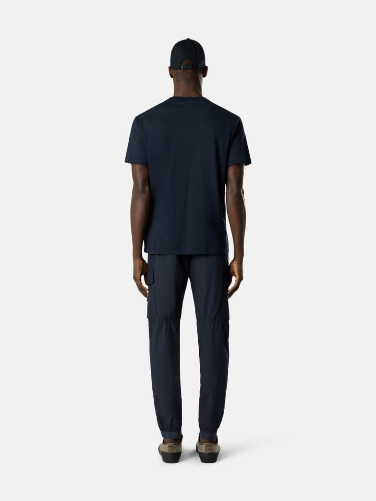 STONE ISLAND - T-shirt Slim en Coton Bio Effet Fissato Bleu Marine