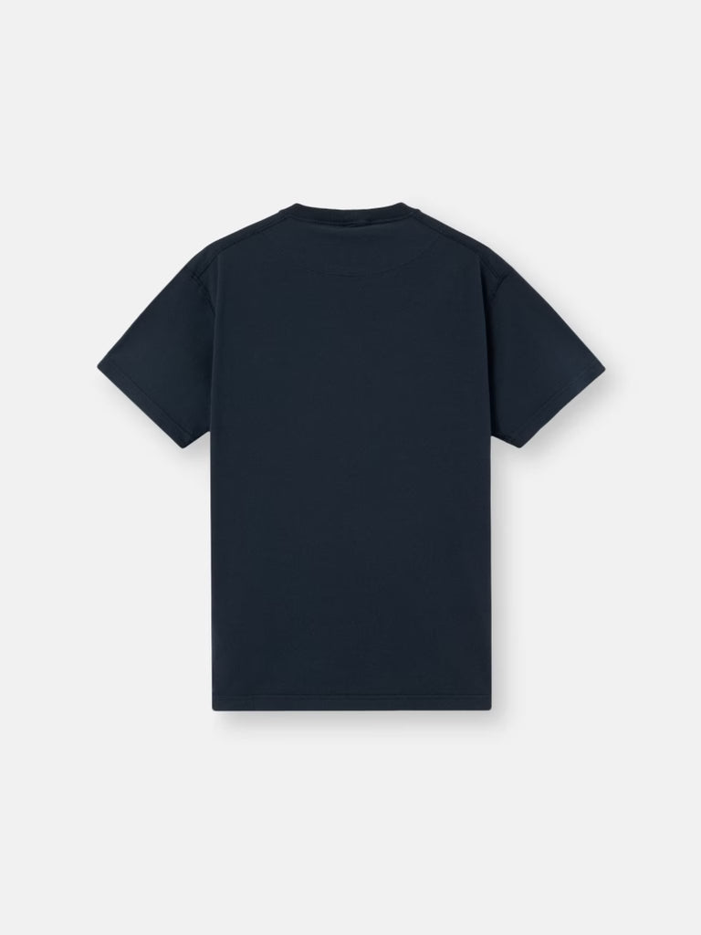 STONE ISLAND - T-shirt Slim en Coton Bio Effet Fissato Bleu Marine