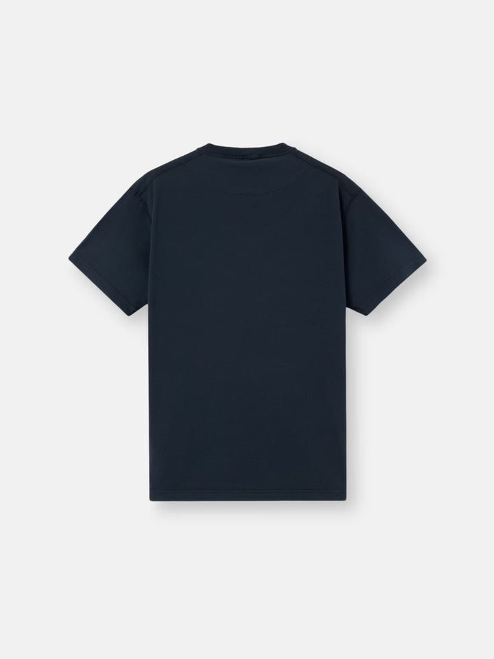 STONE ISLAND - T-shirt Slim en Coton Bio Effet Fissato Bleu Marine
